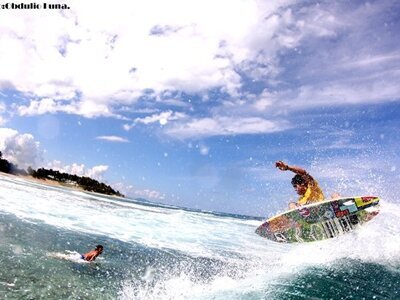 surfing in the caribbean, cabarete, playa encunentro 