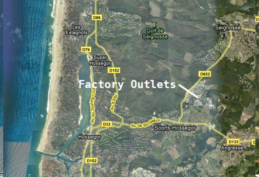 Google Maps | Factory Outlets in Soorts - Hossegor | Loacation overview | D652