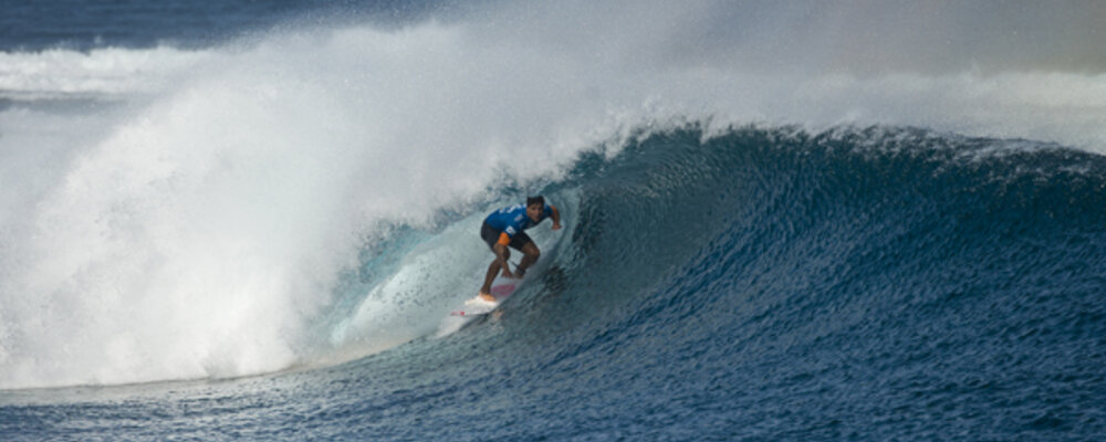 Image: ASP / Robertson | Caption: Gabriel Medina wins the Fiji Pro after defeating Nat Young in the Final.