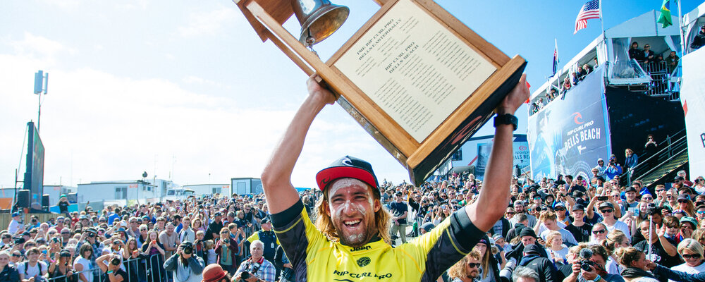 Image: WSL / Sloane | Matt Wilkinson (AUS) claims his first victory at the Rip Curl Pro Bells Beach