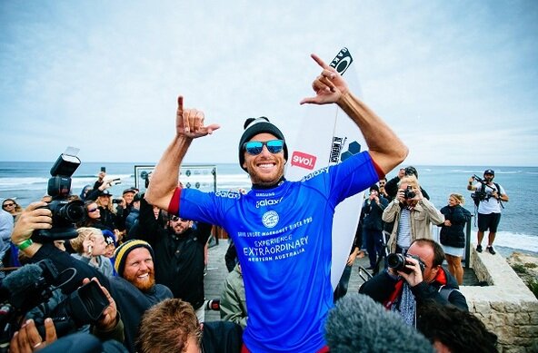 Image: WSL / Sloane | Sebastian Zietz (HAW) claims victory at the Drug Aware Margaret River Pro.  