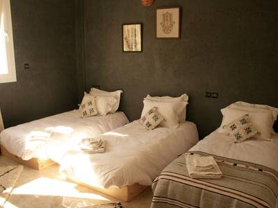 Quadruple room private shower and toilets