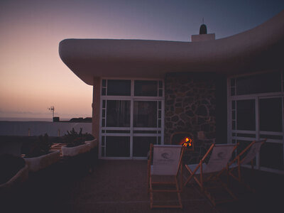 fireplace with sunset sea view on the main terrace